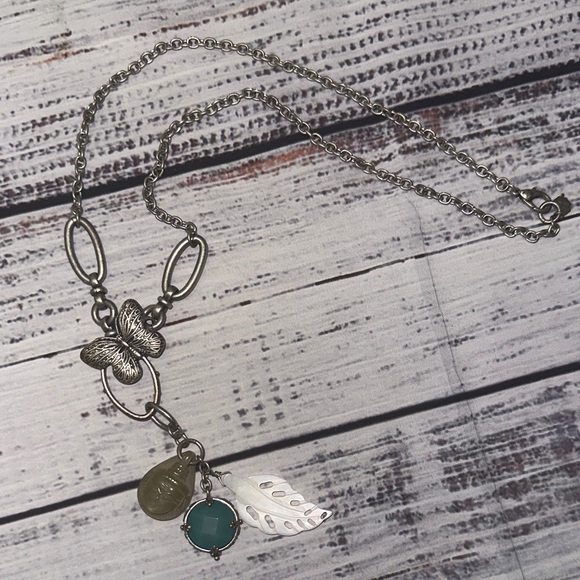 Lucky Brand Jewelry - Lucky Brand-Buddha-Silver Butterfly Pendant-MOP Leaf Charm‎ Tassel 20" Necklace